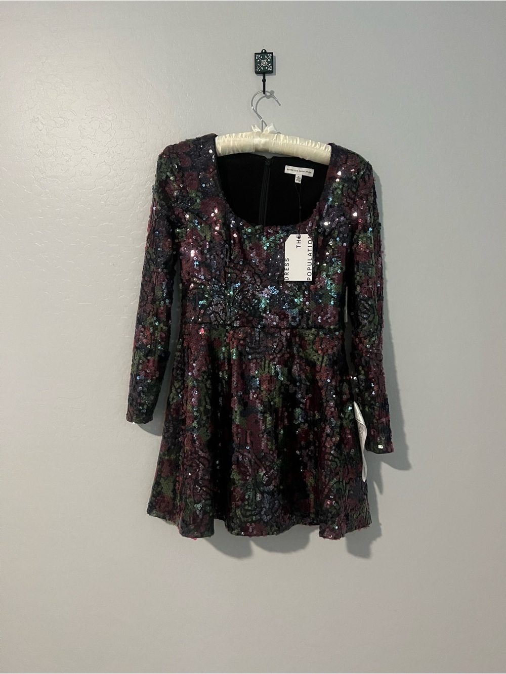 Sequined Long-Sleeve Skater Dress for Girls - Multi-Color